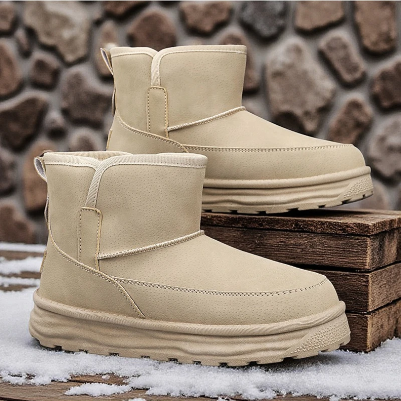 

New Winter Fleece Thickened Warm Outdoor Solid Color Simple Design Flat and Wearable New High-quality Anti-slip Snow Boots