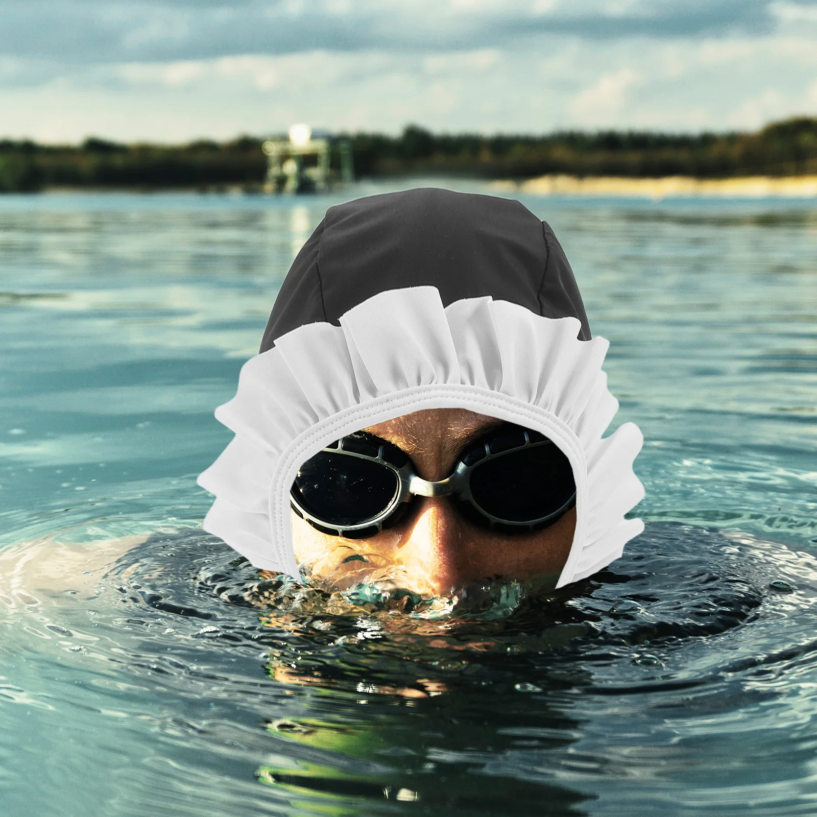 

Swimming Cap Ladies Girls Fabric Hat Competition for Extra Large Beach