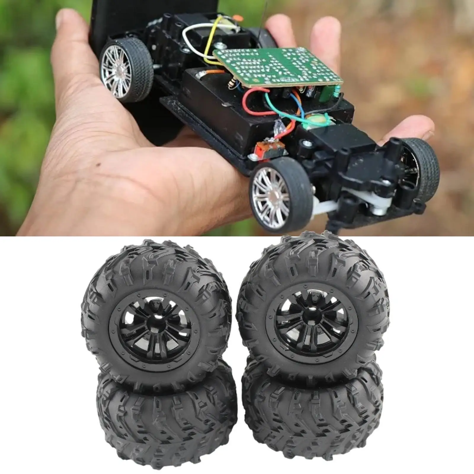 4x RC Car Rubber Tires Rally Tyres Good Grip Wheel Tires Set Upgrade for 1/12 1/14 1/16 Scy16101 Scy16102 Model Car Crawler