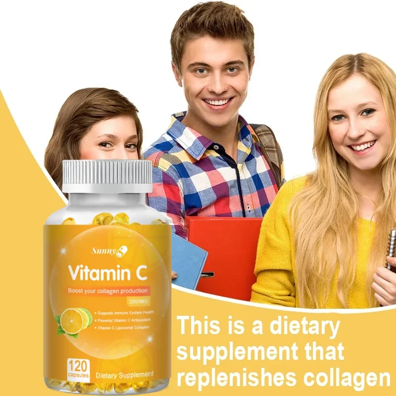 Vitamin C Capsules 2000 mg Nutritional Supplement - Antioxidants promote skin, hair, nails and immune health