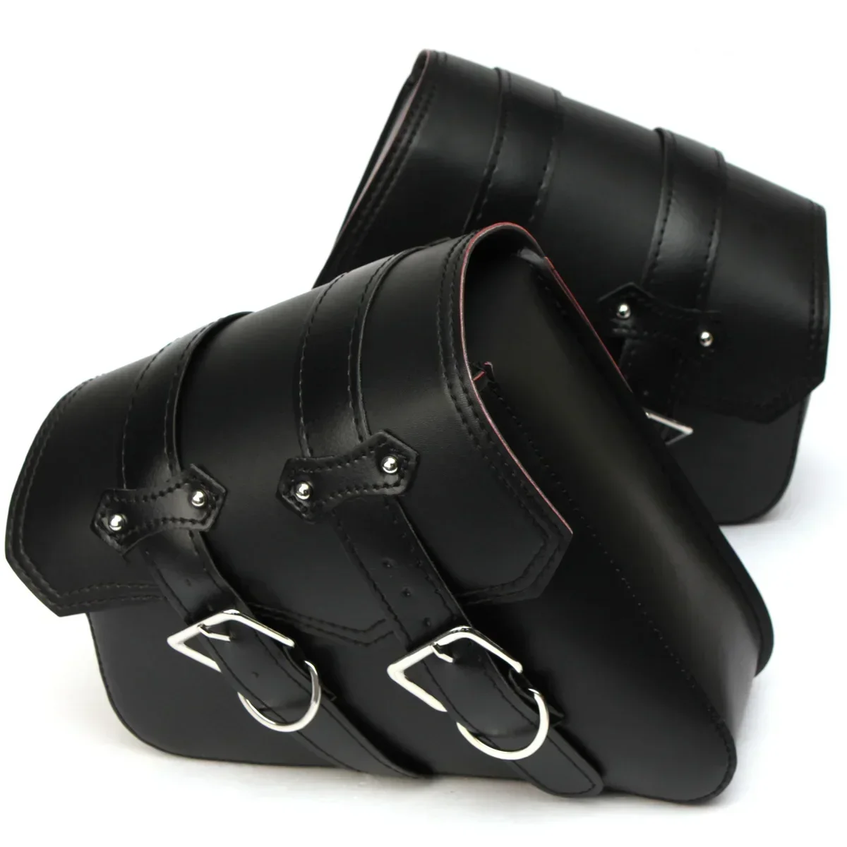 A Pair Motorcycle Saddlebags PU Leather Storage Tool Pouch Luggage Side Bag Universal For Davidson Touring Cruiser