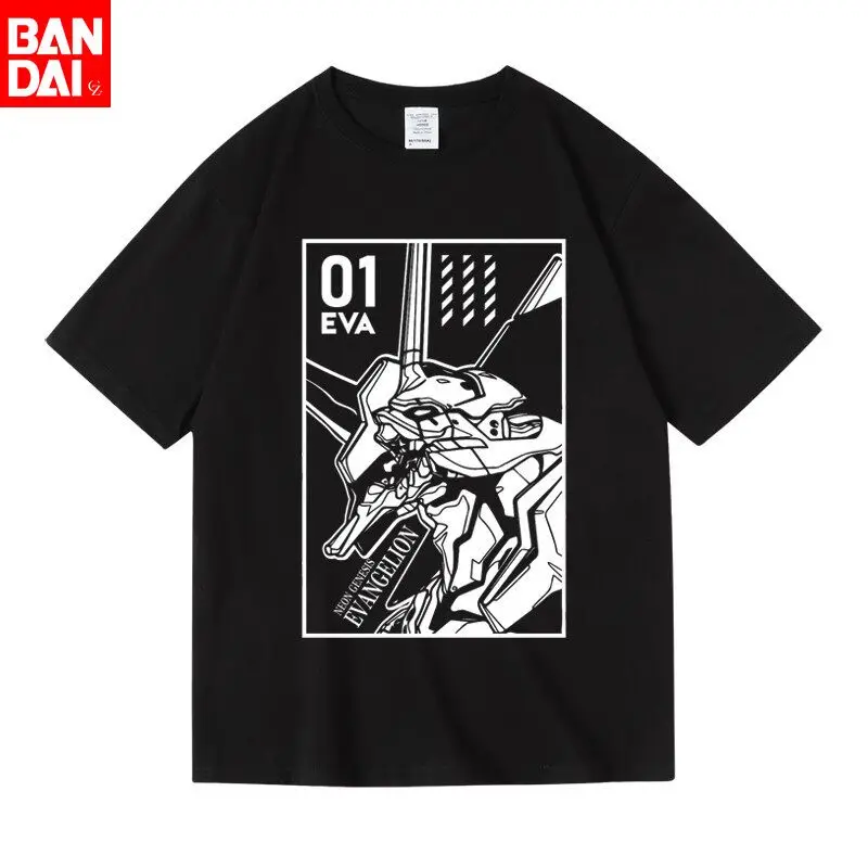 Neon Genesis Evangelion 2026 Sommer Unisex Schwarzes T-Shirt mit Eva-01-Kopf-Grafik Anime Streetwear Freizeitkleidung Otaku Geschenk