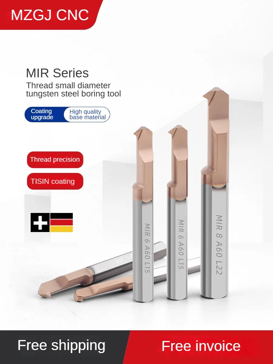 

Инструмент для резки резьбы внутреннего отверстия MIR A55, держатель инструмента с маленьким зубом из вольфрамовой стали, токарный инструмент для небольшой резьбы из сплава