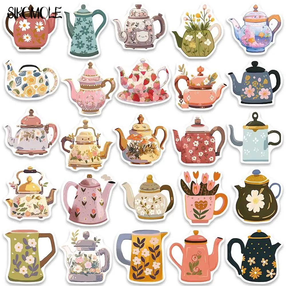 10/30/50PCS Cartoon Mysterious Flower Tea Pot Graffiti Stickers Colorful Kawaii DIY Travel Luggage Fridge Laptop Sticker Decals