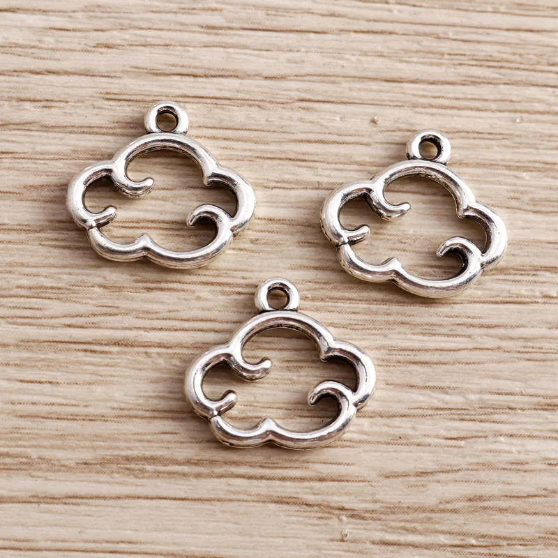 Tusember 30 Stück 13*15mm Sommer-Legierungs-Hohle-Wolken-Anhänger für DIY-Halsketten, Ohrringe, handgefertigte Schmuckherstellung und Zubehör – Detail 3