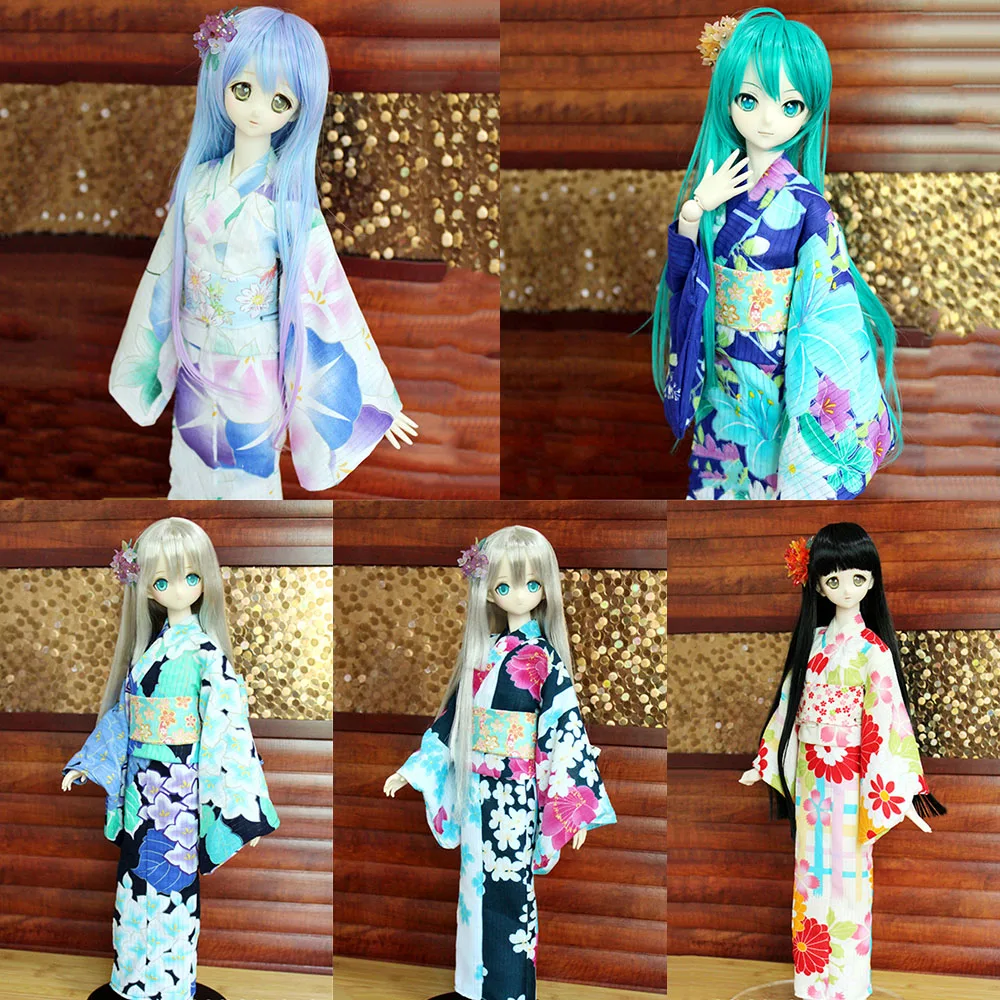 [High Quality]1/3 1/4 Sakura Girl Kimono Dress Japanese Yukata Bathrobe Floral Print Haori Japan Uniform for BJD dd msd ob50 AP