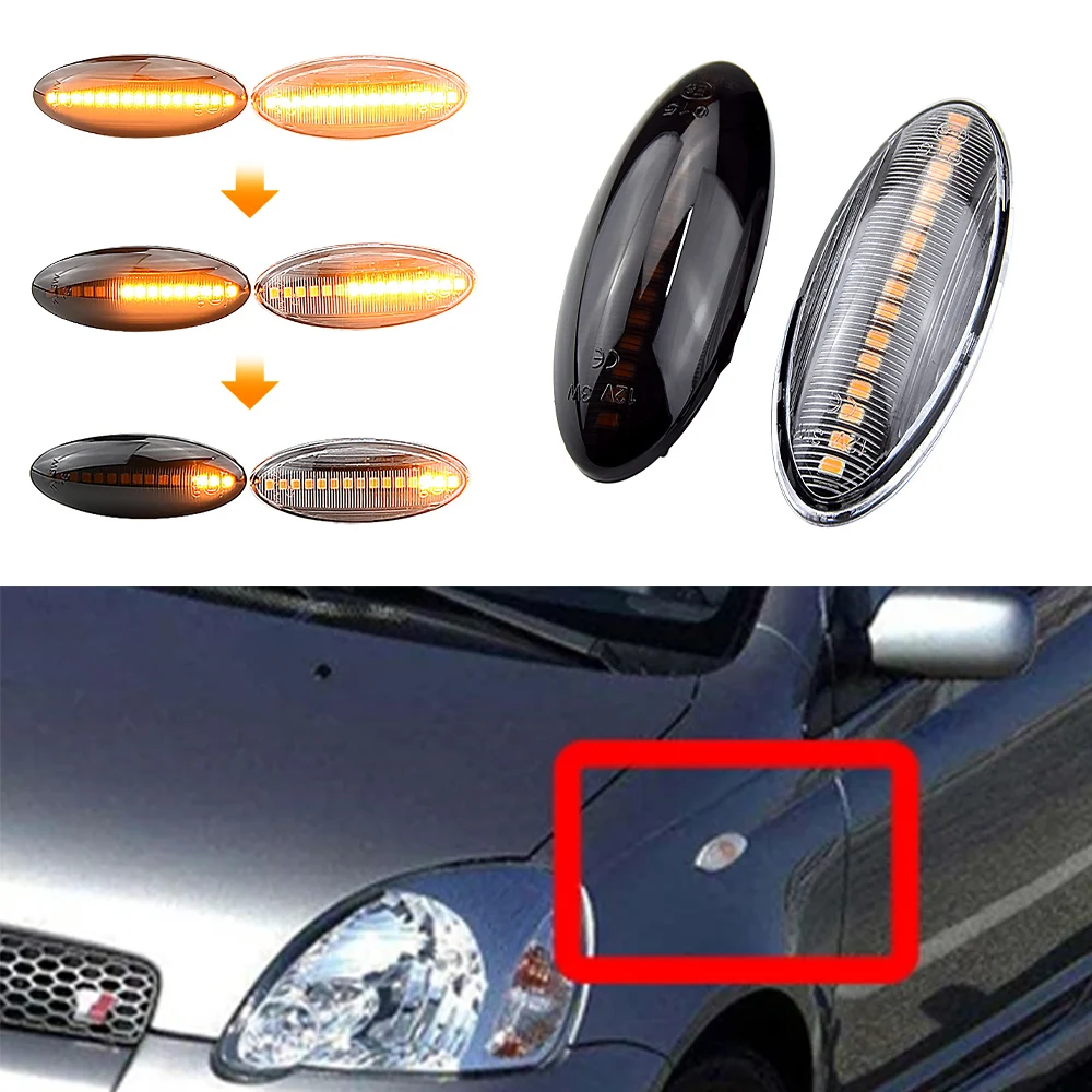 For Toyota Yaris COROLLA Auris Mk1 E15 RAV4 Mk3 Blinker Light LED Dynamic Side Marker Signal Lamp Car-styling