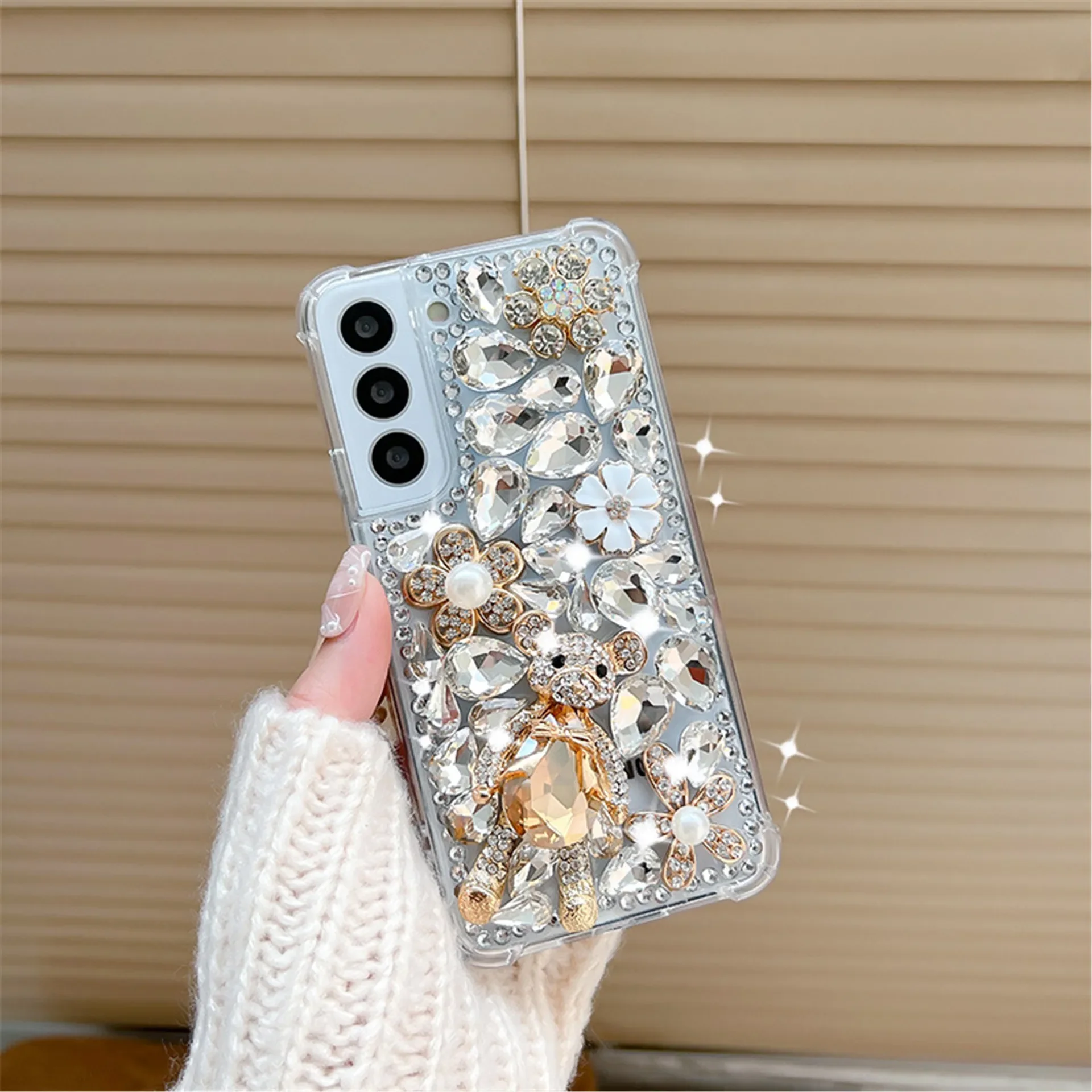 Luxury Rhinestone Phone Case for Samsung Galaxy, Bling Diamond Cover, S22, S23 Ultra, S25, S24 FE, Note 20, 10 Plus, S10