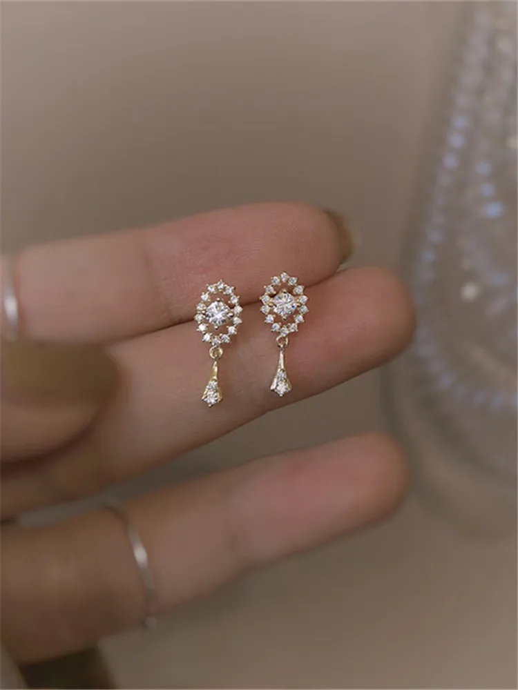 French Design Sense Tassel Zircon Earrings Vintage Temperament Fashion Unique Accessories Gifts For Girlfriend Sister Trendy