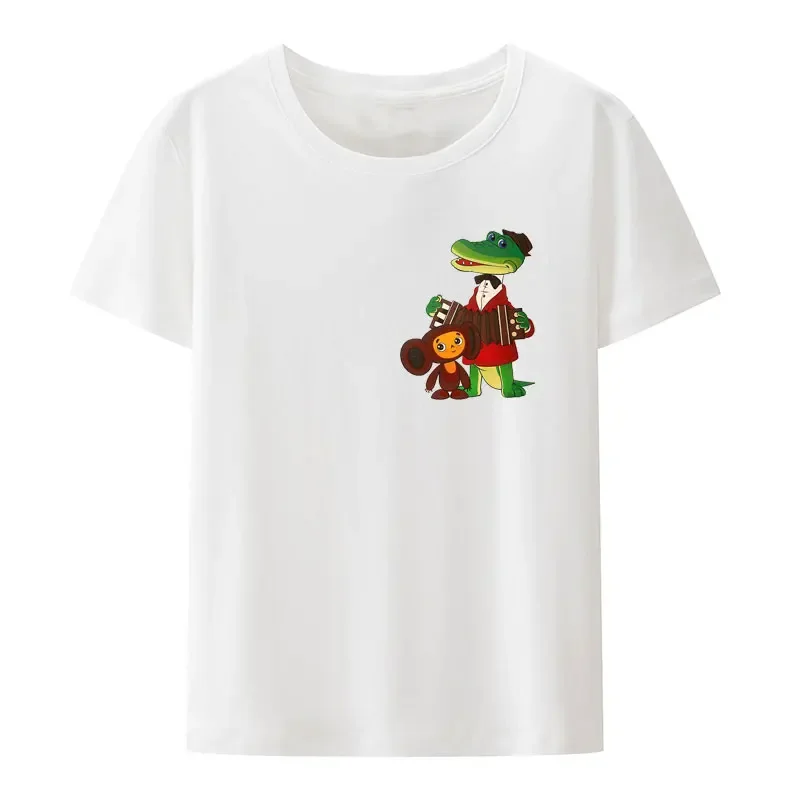 Russia Classic Cheburashka Big Eyes Monkey Cartoon Graphic T Shirt Cute Boy Girl Summer Short-sleev Creative Casual clothing