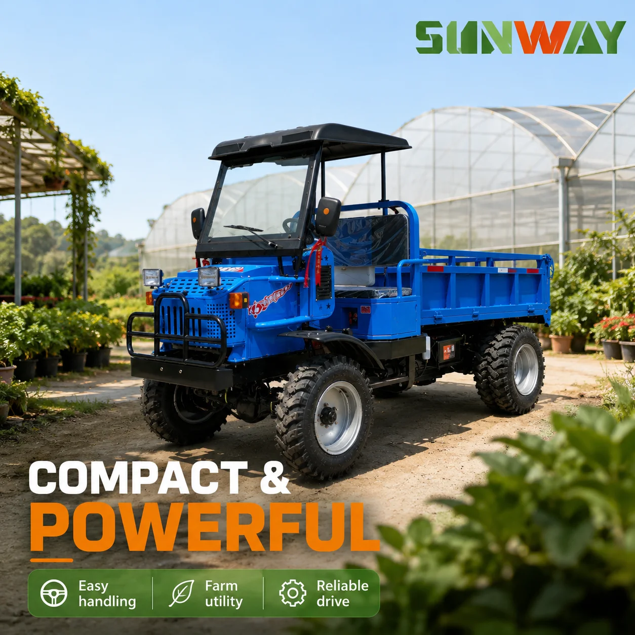 Heavy Duty 4x4 Cargo UTV Diesel Engine Hydraulic Tipping Bed For Farm Construction Material Transport