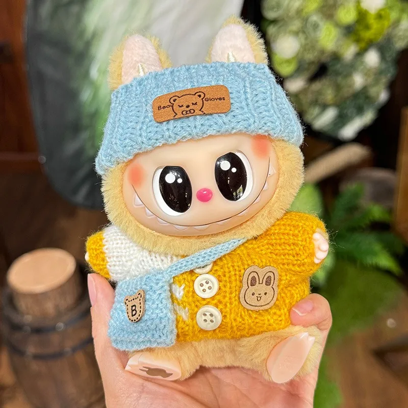 Labubu 3.0 Big in Energy Series Roupas Labubu Urso Suéter Conjunto de chapéu flangeado Combinando moda e fofura Labubu Ropa [sem boneca]