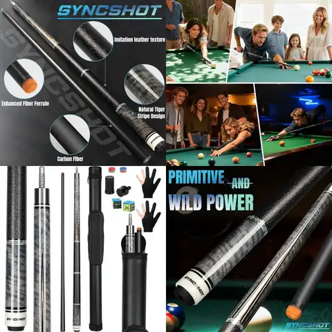 58 Carbon Fiber Pool Cue with 12.5mm Tip - Professional Adult Billiard Sticks for Low Deflection Gameplay