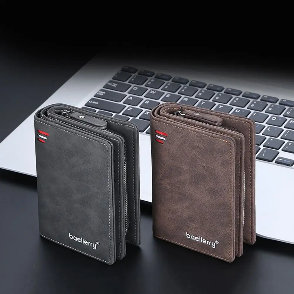 Solid Color Men's Short Wallet Waterproof Multi-position Male Leather Purse Simple Contracted Male Coin Pocket Card Holder