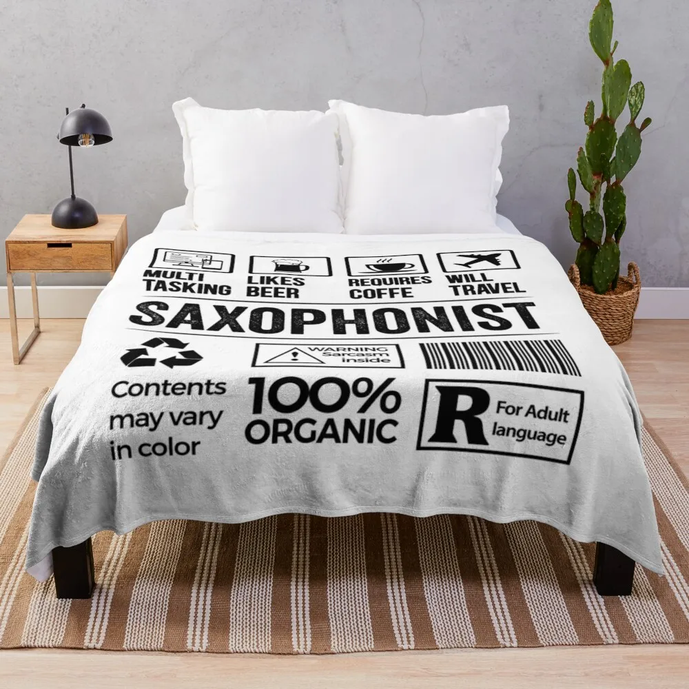 Saxophonist Gift, Funny Saxophonist Multitasking Coffee Travel Throw Blanket Warm Soft Big Blankets