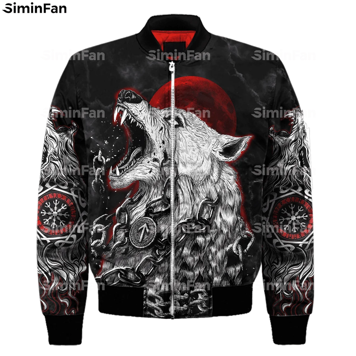 Viking Odin Raven Fenrir Wolf Tattoo 3D Printed Bomber Jacket Men Winter Coat Female Outwear Unisex Streetwear Quilted Cotton 01