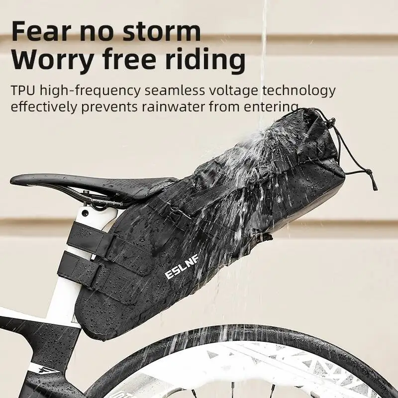 

ESLNF Fully Sealed Waterproof Bicycle Saddle 10L Large Capacity Foldable Cycling Tail Bag For MTB Road Folding Bike