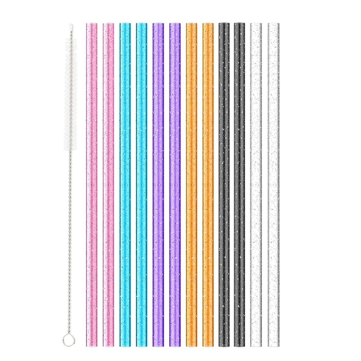 12 Pack Color Replacement Straws for Stanley Owala Simple Modern Tumbler, Reusable Glitter Straws