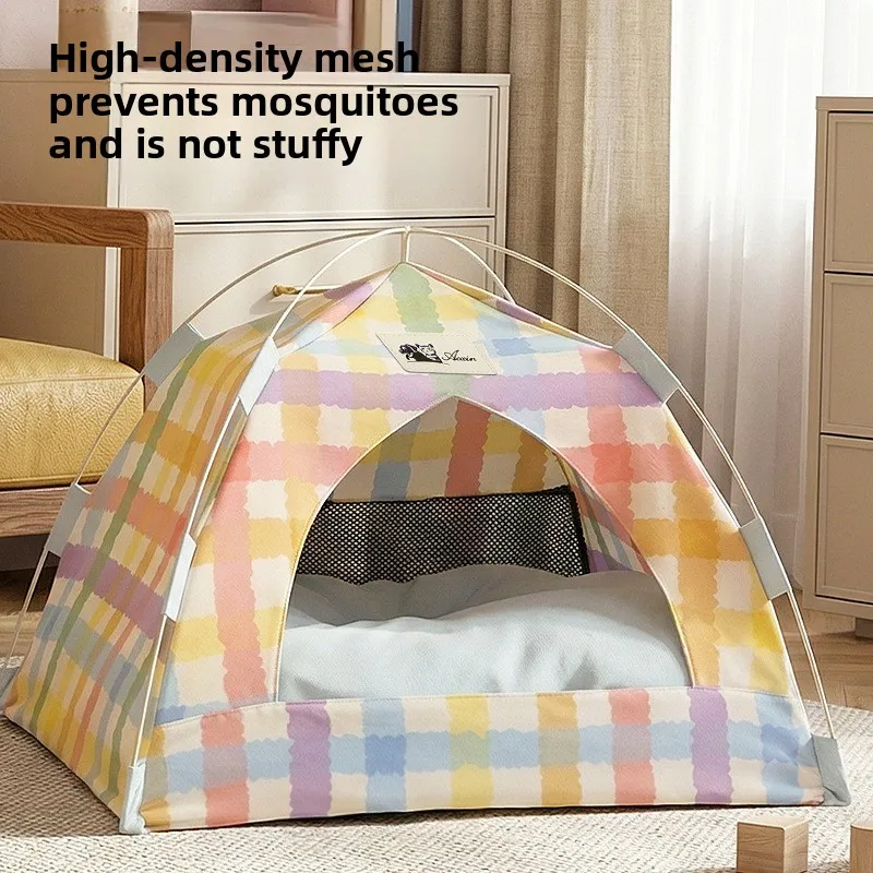 Waterproof Foldable Pet Tent Bed Portable Cat Dog House Removable Cushion Indoor Outdoor Kitten Puppy Sleeping Shelter