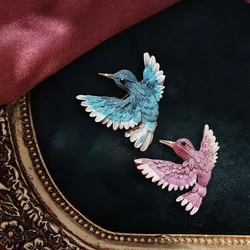 New Chinese style blue wing bird brooch, high-end women's exquisite retro chest flower, niche design, pin with accessories
