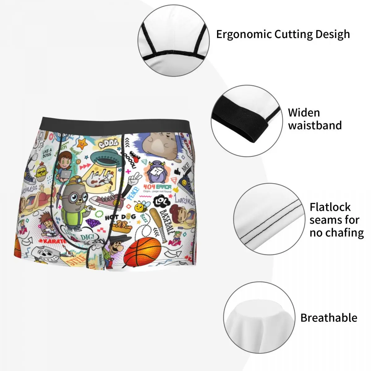 Custom Creative Characters Graffiti Art Boxer Shorts For Men Sexy Cartoon Comic Underwear Panties Briefs Breathable Underpants