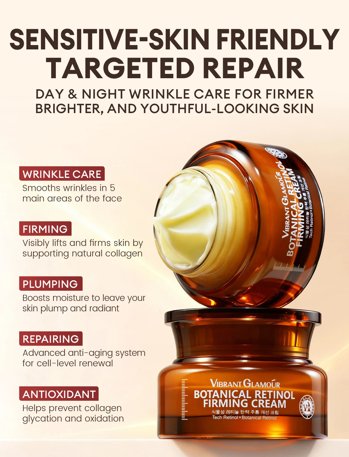 VIBRANT GLAMOUR Neuheit Anti-Aging Kollagen Feuchtigkeitsspendendes Pflanzenretinol Dreier-Set – Detail 6