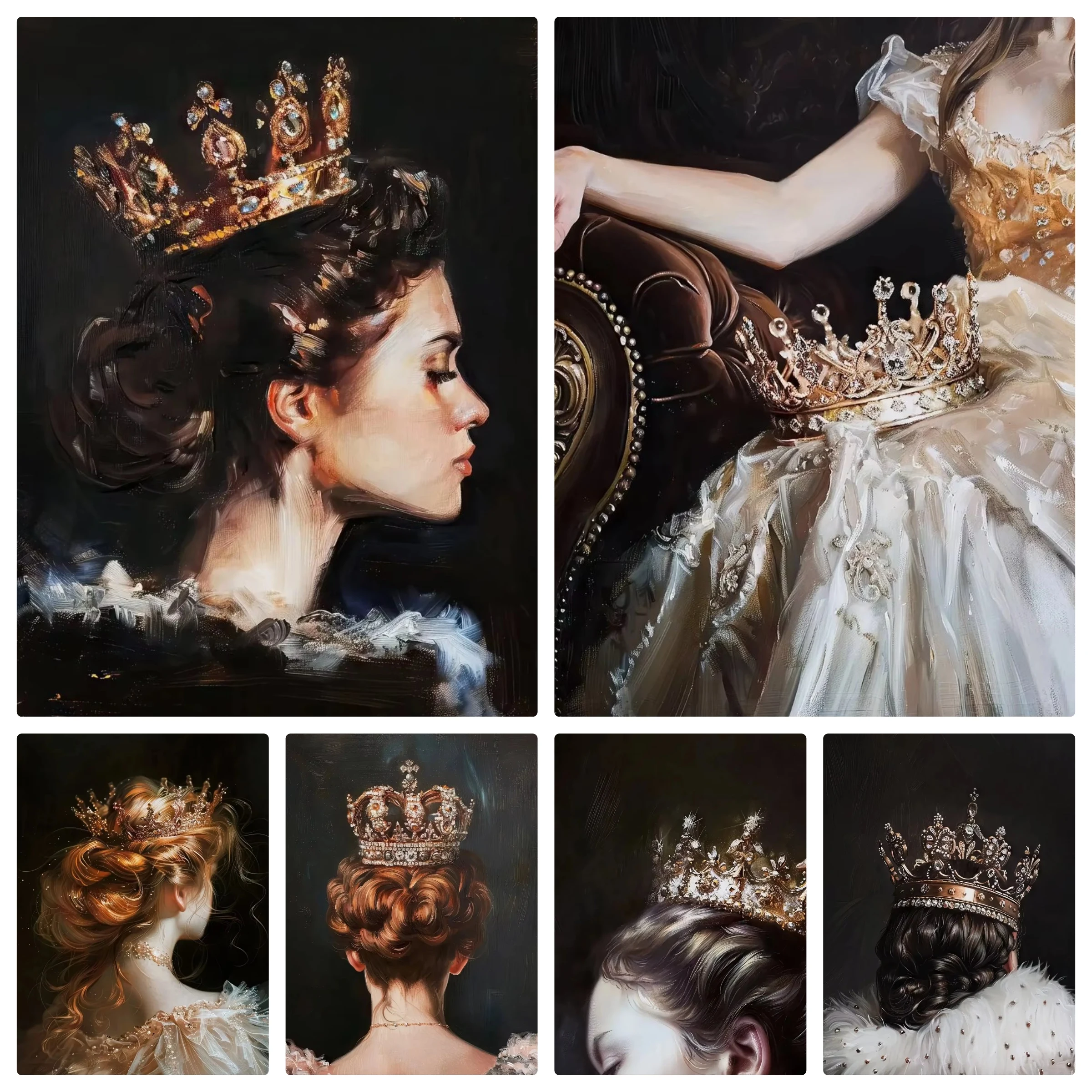 5D DIY Diamond Painting Kit Classical Royal Art Victorian Queen Portrait Full Drill Rhinestone Wall Decor Gift for Home Decor
