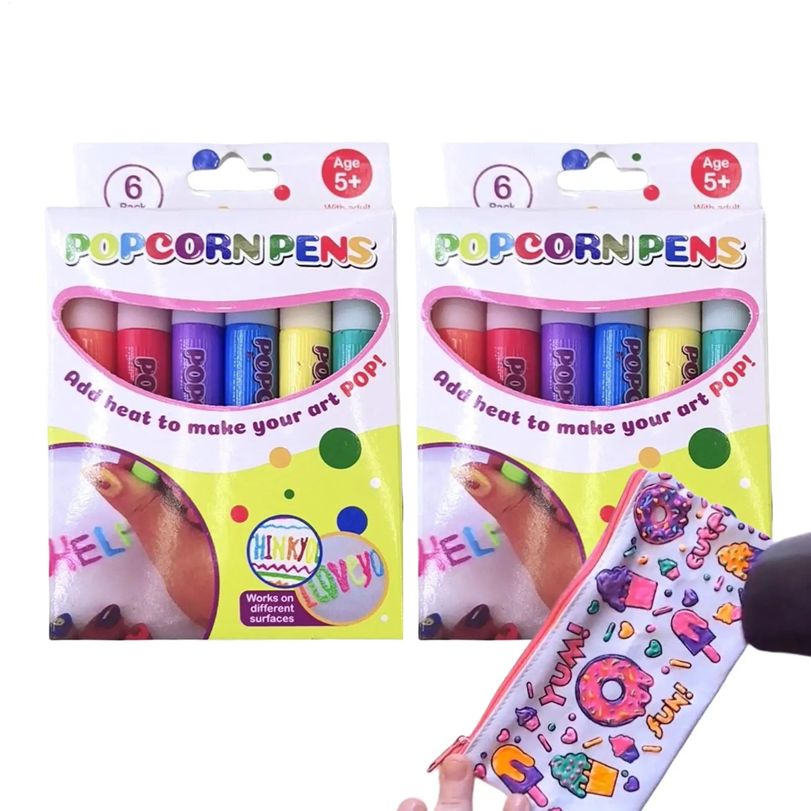 2set Diy Bubble Popcorn Drawing Pens Magical Puffy Pens 6 Color Puffy Bubble 3d Art Pen Creative Markers For Children Drawing