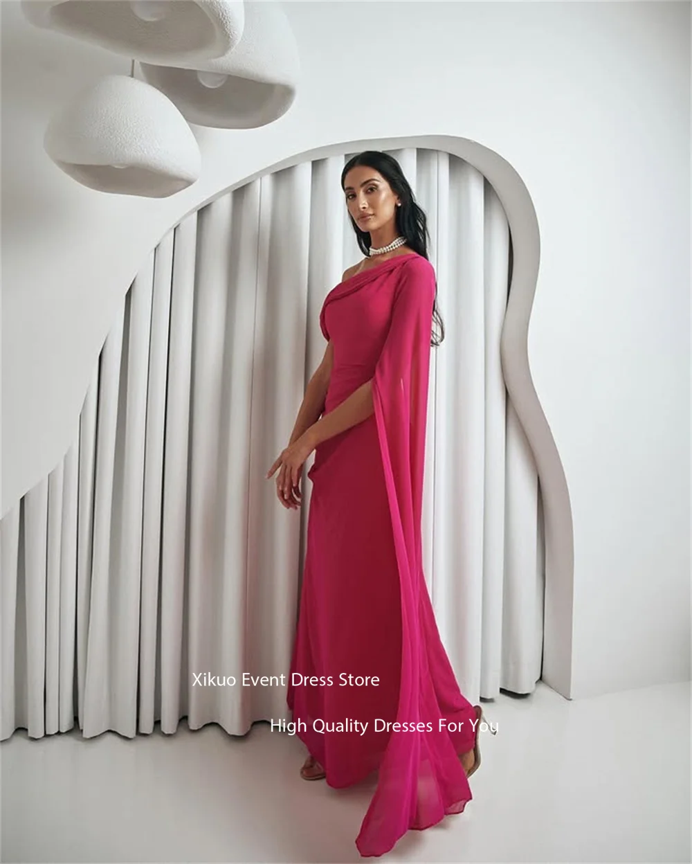 Xikuo moda chiffon vestidos de noite um ombro plissado vestidos de gala uma linha ruched assimétrico vestidos de baile personalizado