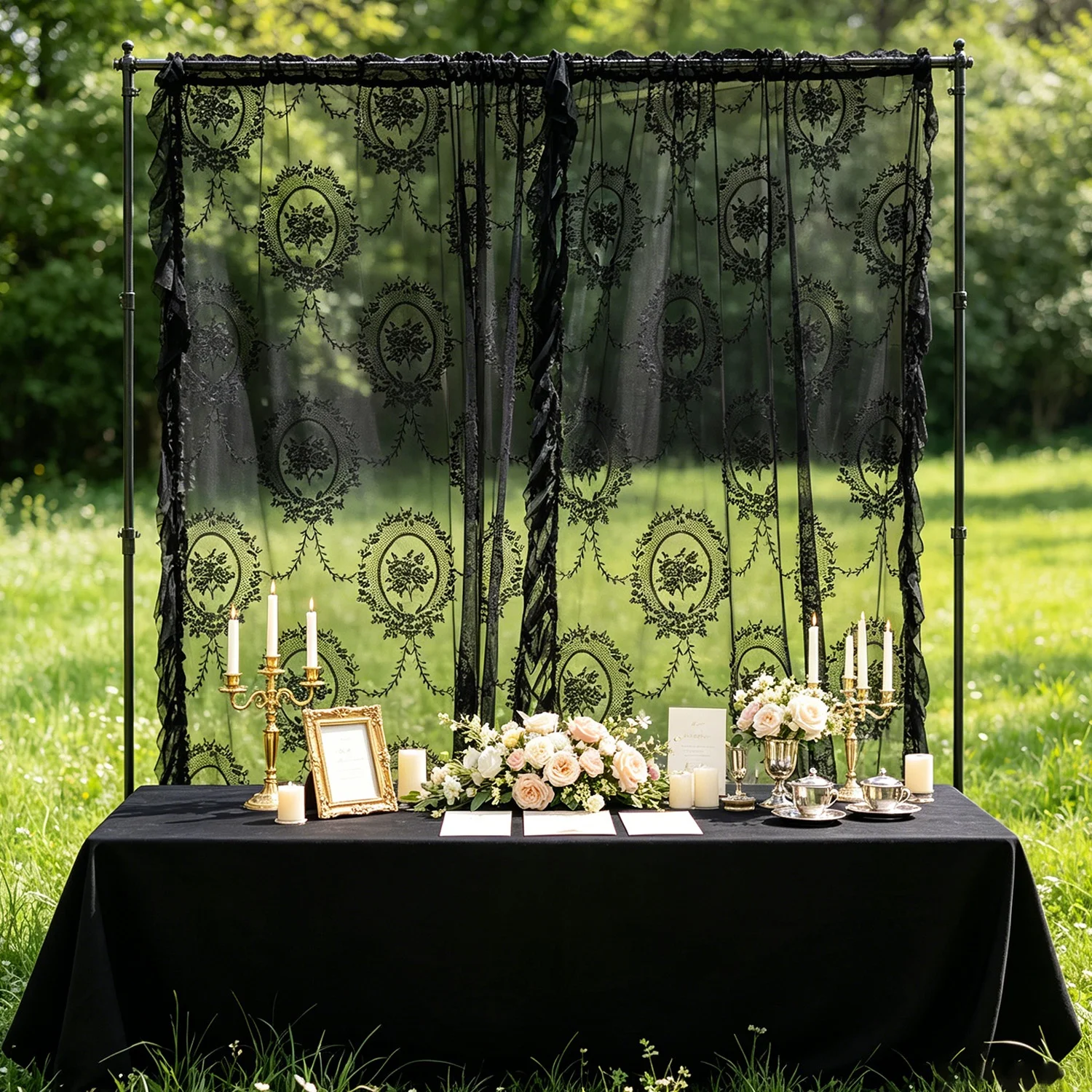 Light Yellow Daisy French Vintage Ruffle Lace Flower Semi Blackout Curtains Cotton Linen Window Door Cabinet Drapes for Bedroom