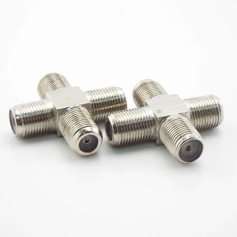 2/5pcs RF Coaxial F Male to Triple Female Plug jack 3 in 1 TV Plug T Type Antenna adapter Connector for CCTV Camera