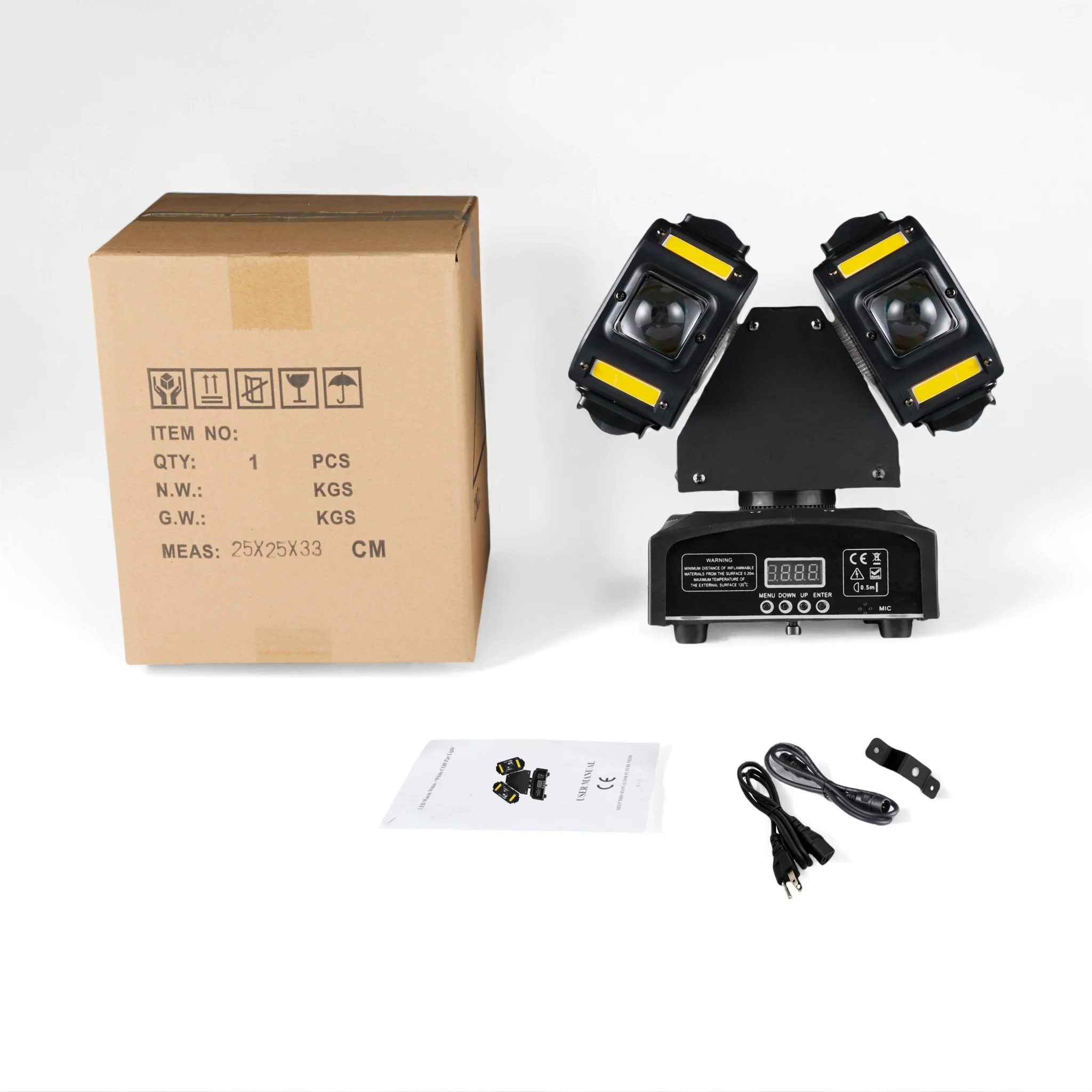 3in1 LED モバイルヘッド 8x12W RGBW デュアルヘッド LED ビーム & ストロボ & レーザー 8x5W ブライトゴールドレッド & グリーンレーザースター DJ ライトエフェクト