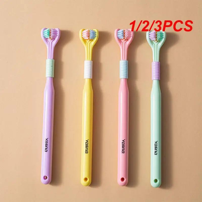 1/2/3PCS Oral Care Adult Teeth Brushes Teeth Deep Cleaning 4 Colors Personal Care Soft Bristle Toothbrush Tongue Scraper