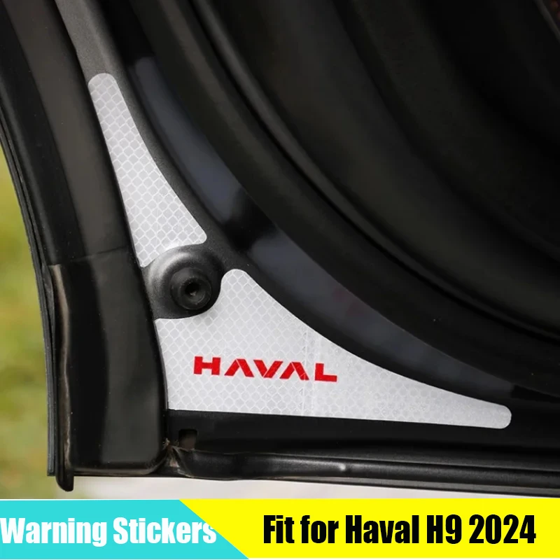 

Auto Night Reflective Strips Safety Reminder Stickers Fit for GWM Haval H9 2024 2025 Door Reflective Stickers Warning Stickers
