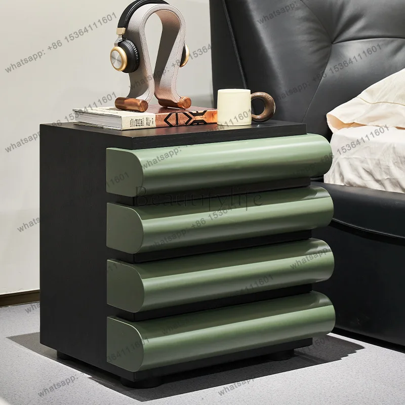 

Italian minimalist solid wood paint bedside table designer paint cabinet French medieval style