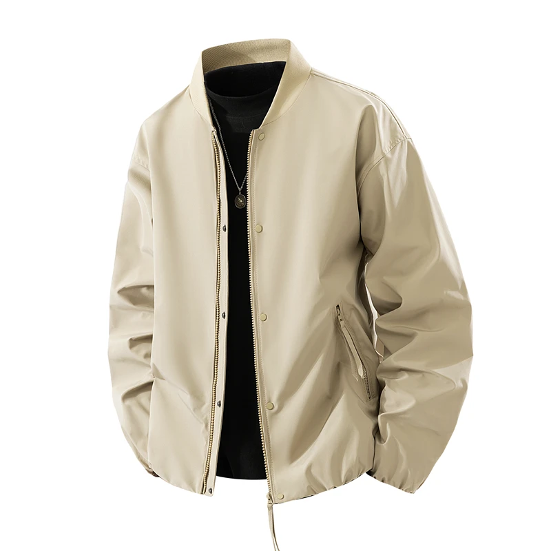 

Мужская осенняя ветрозащитная куртка с длинным рукавом и воротником-стойкой на молнии, повседневная спортивная универсальная модная верхняя одежда