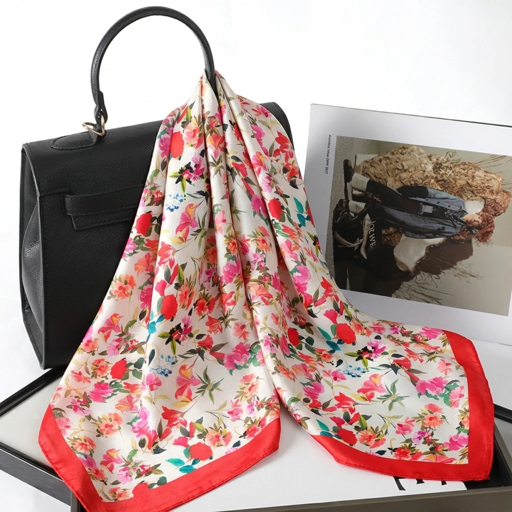 

2021, шелковая шаль, квадратный шарф для женщин, повязка на голову с принтом, платок, атласный хиджаб, ленты для волос, шейный платок, женские повязки на голову, бандана