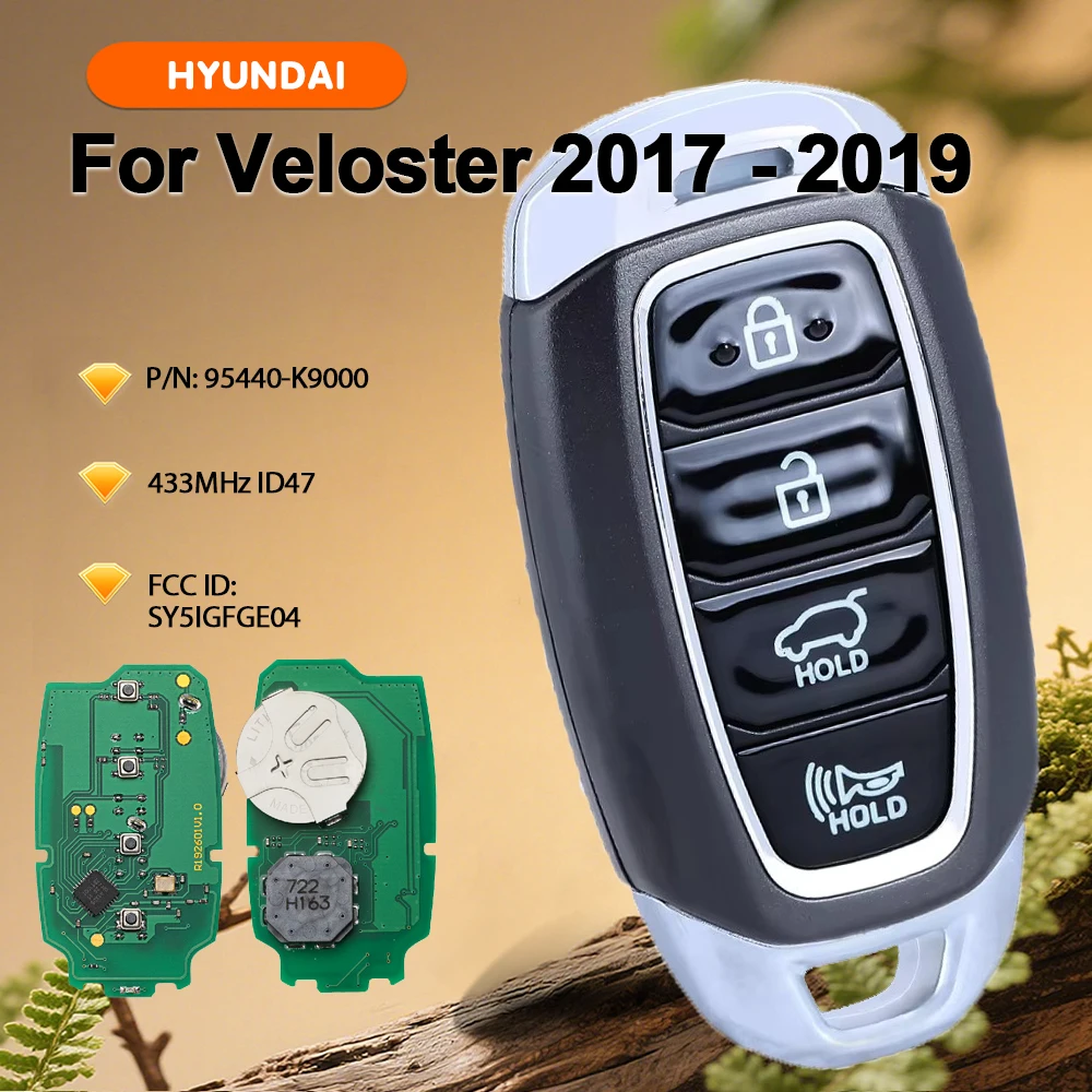 

KEYECU 95440-K9000 FCCID: SY5IGFGE04 FSK 434 МГц ID47 Смарт-ключ-брелок для бесключевого доступа для Hyundai Veloster 2017 2018 2019