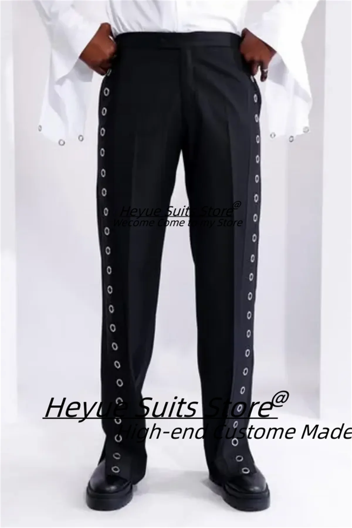 Handsome Black Latest Design Men Suits Customized Slim Fit Peak Lapel Groom Wedding Tuxedos 2 Pieces Sets Male Prom Blazers