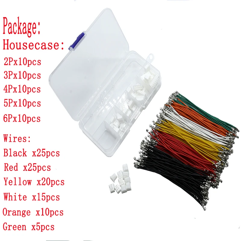 150PCS XH2.54mm Insulated Cable Connector 2-6P Double Head Electrical Wired Set Terminals Assorted Kit Electrical Extension Cord