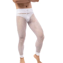 Mens Mesh Lange Broek Transparante Sexy Heren Ondergoed Lange Onderbroek Heren Lingerie Leggings Sleep Homewear See Through Pyjamabroek