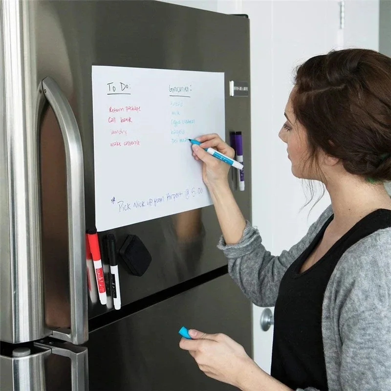 แม่เหล็กตู้เย็นไวท์บอร์ดแม่เหล็ก A3 A4 A5 DRY ERASE BOARD ตู้เย็น Erasable ยืดหยุ่น MARKER แผ่น KITCHEN Memo ร้านขายของชํา