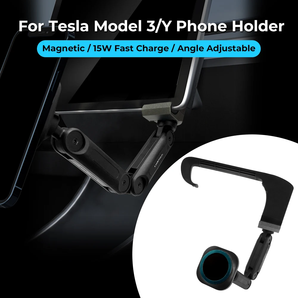 For Tesla Model 3 Model Y 2023 Foldable Wireless Magnetic Phone Holder Phone Gripper Car Screen Mount Support Arm Mobile Stand