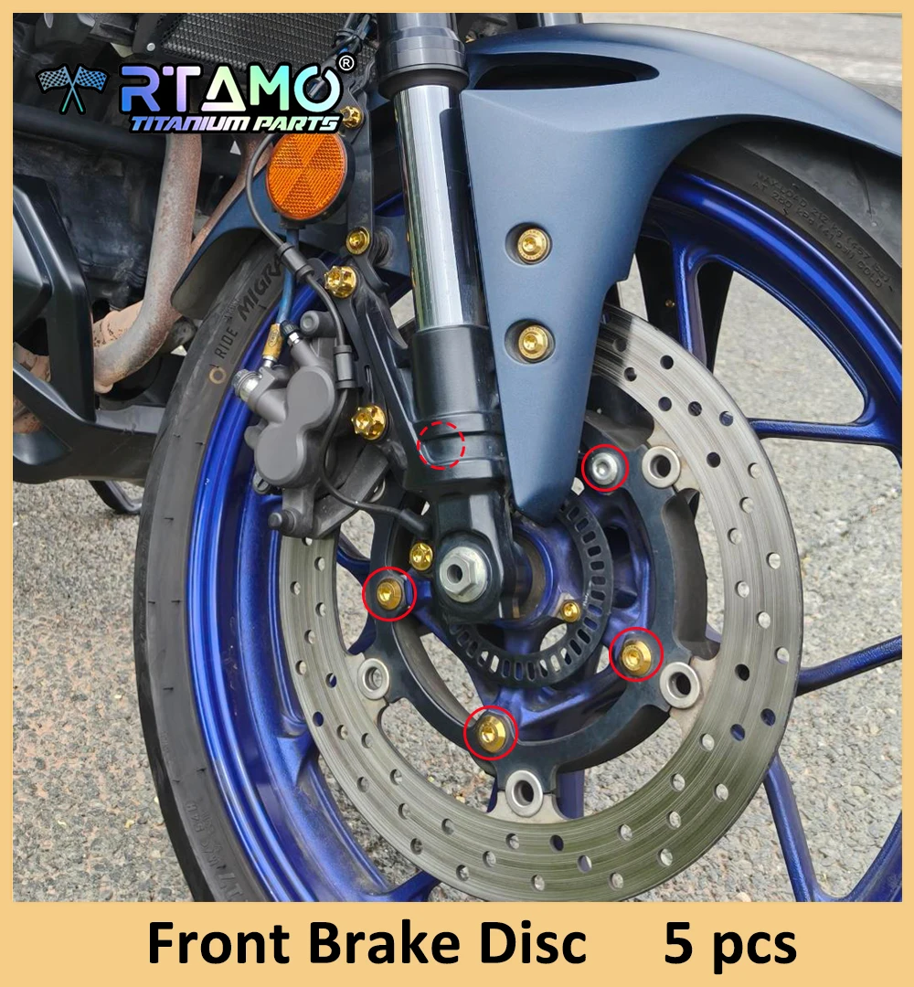 RTAMO Gr5 Titanium Bolts Set Motorcycle Modified Screw for Yamaha MT-03 Front Fender Caliper Brake Disc