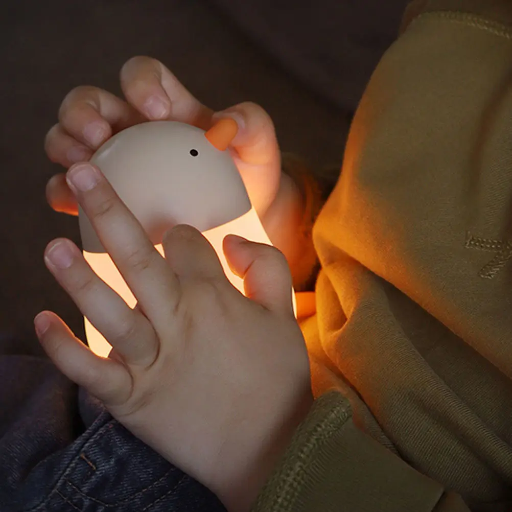 

Silicone Night Light Chick Shape Rechargeable Small Night Lamp for Bedroom Nursery Soft Warm Light Creative Cartoon Animal