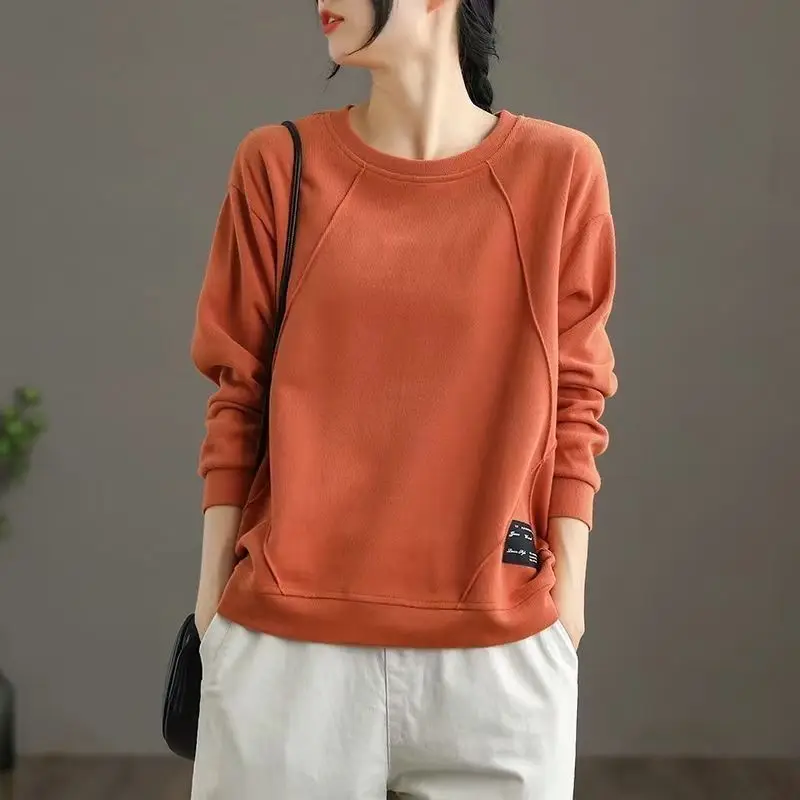 Lässige Frauen neue Kleidung lose Langarm Frühling Herbst Mode Sweatshirts solide koreanische O-Neck Pullover vielseitige Trend Top