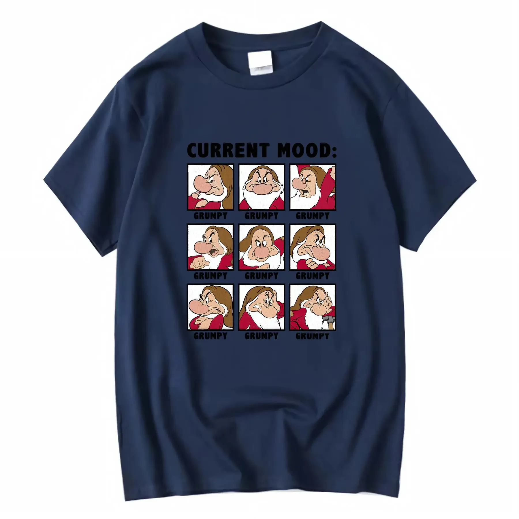 ديزني غاضب قزم سنو وايت تي شيرت 100 قطن طاقم الرقبة للعائلة مطابقة ديزني لاند رحلة خمر غسلها أنيق