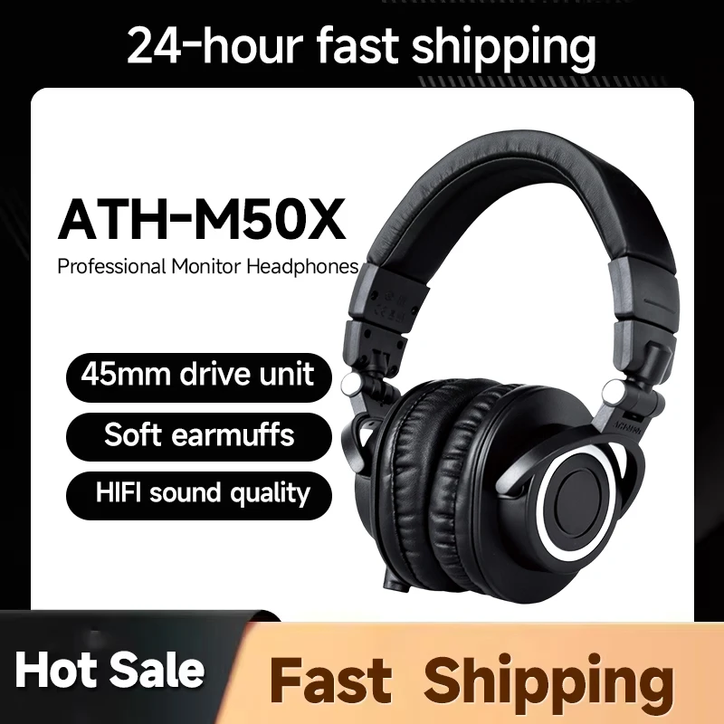 

ATH-M50X Professional Studio Monitoring Headphones Hifi Music Headset with Detachable Cable