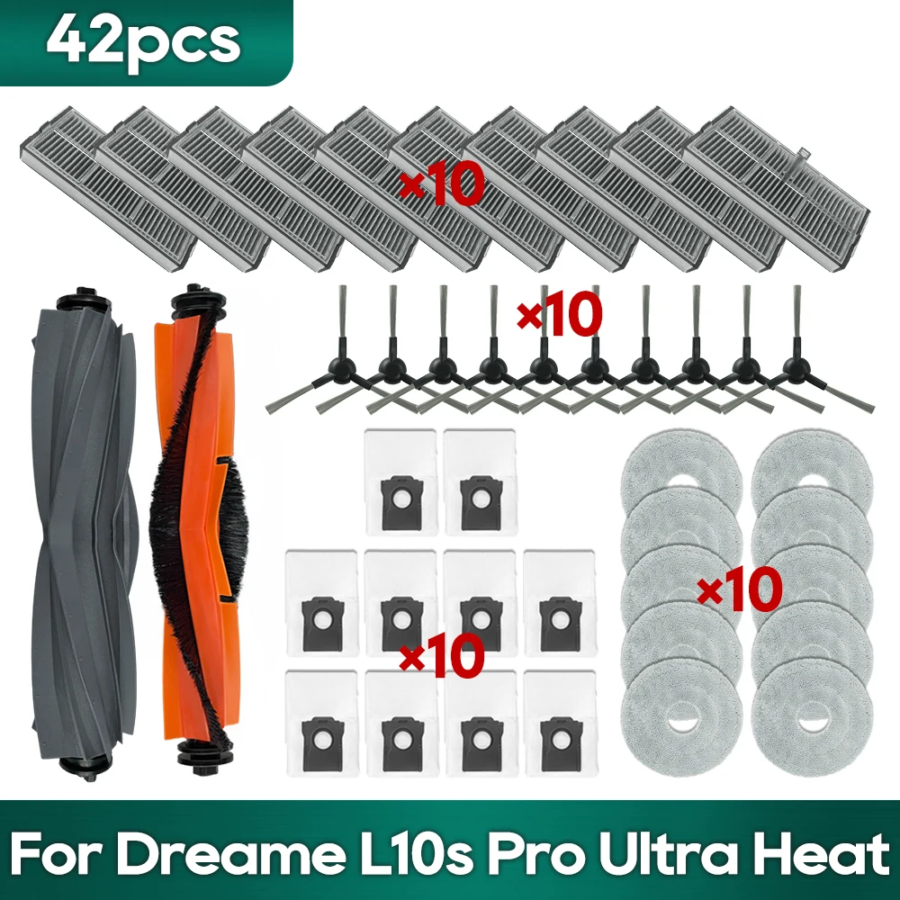 Compatible For Dreame L10s Pro Ultra Heat, X30 Ultra, X30 Pro Plus Kit Spare Parts Accessories Brush Filter Mop Cloth Dust Bag