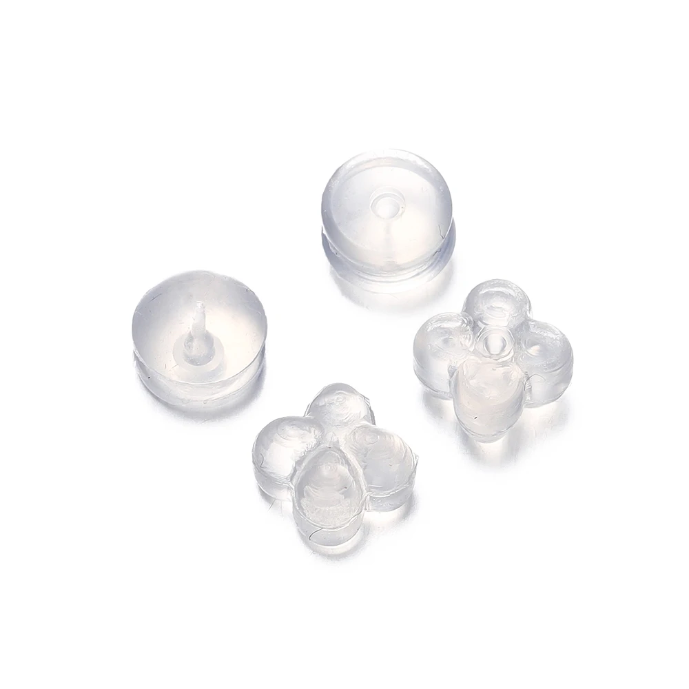 20Pcs/Lot Clear Soft Silicone Rubber Earring Backs Safety Stopper Rubber Parts Ear Plugging for Making Earrings Caps Earring